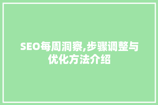 SEO每周洞察,步骤调整与优化方法介绍