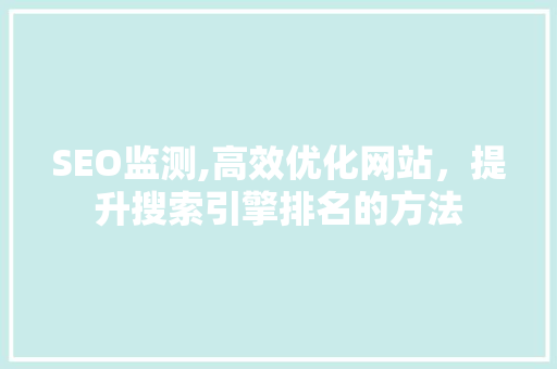 SEO监测,高效优化网站，提升搜索引擎排名的方法