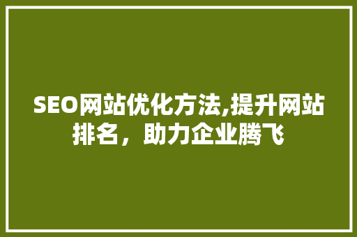 SEO网站优化方法,提升网站排名，助力企业腾飞