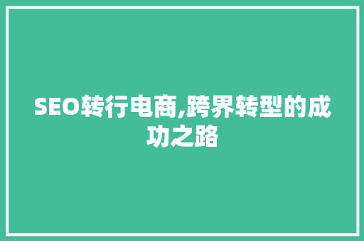 SEO转行电商,跨界转型的成功之路