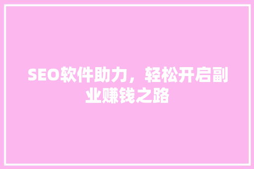 SEO软件助力，轻松开启副业赚钱之路