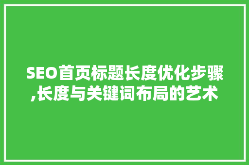 SEO首页标题长度优化步骤,长度与关键词布局的艺术