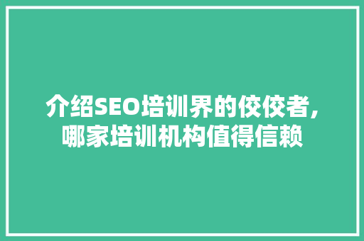 介绍SEO培训界的佼佼者,哪家培训机构值得信赖