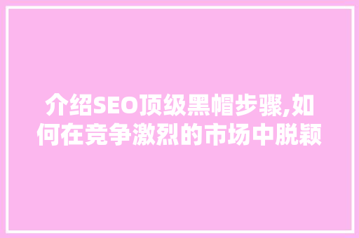 介绍SEO顶级黑帽步骤,如何在竞争激烈的市场中脱颖而出