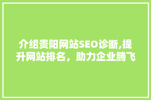 介绍贵阳网站SEO诊断,提升网站排名，助力企业腾飞