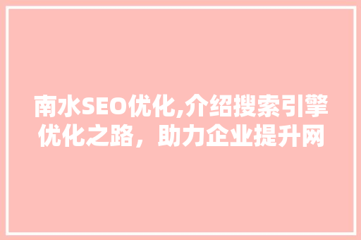 南水SEO优化,介绍搜索引擎优化之路，助力企业提升网络影响力