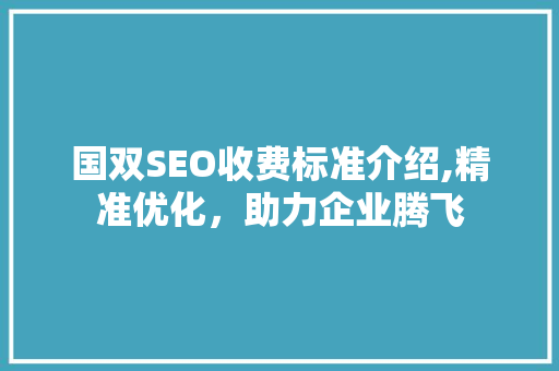 国双SEO收费标准介绍,精准优化，助力企业腾飞
