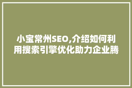 小宝常州SEO,介绍如何利用搜索引擎优化助力企业腾飞