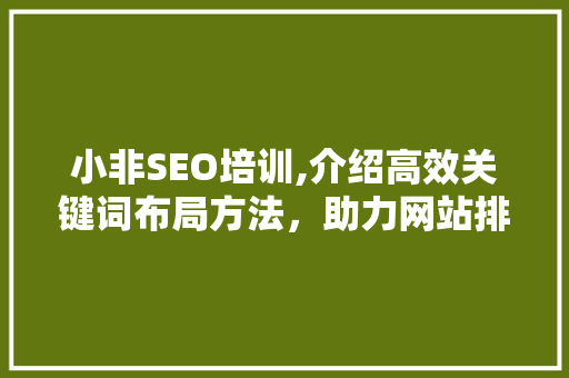 小非SEO培训,介绍高效关键词布局方法，助力网站排名提升