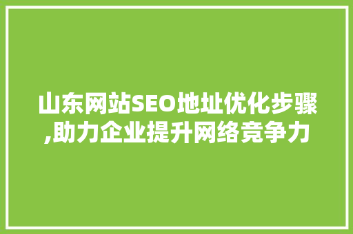 山东网站SEO地址优化步骤,助力企业提升网络竞争力