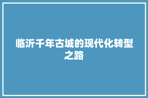 临沂千年古城的现代化转型之路