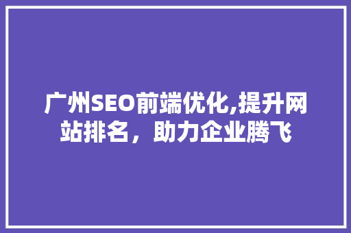 广州SEO前端优化,提升网站排名，助力企业腾飞