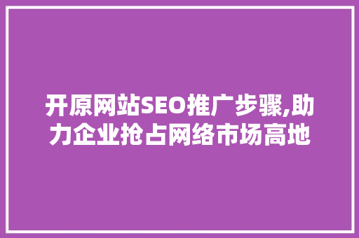 开原网站SEO推广步骤,助力企业抢占网络市场高地