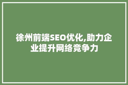 徐州前端SEO优化,助力企业提升网络竞争力