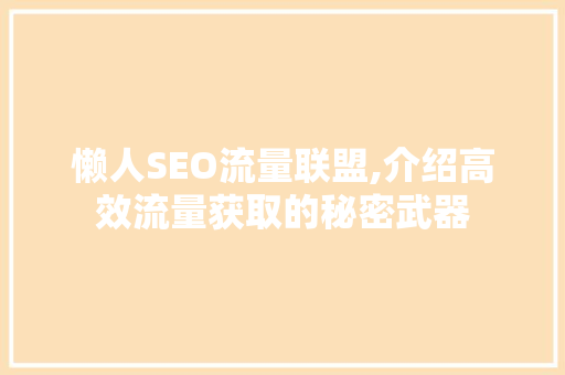 懒人SEO流量联盟,介绍高效流量获取的秘密武器
