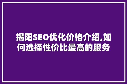 揭阳SEO优化价格介绍,如何选择性价比最高的服务  第1张