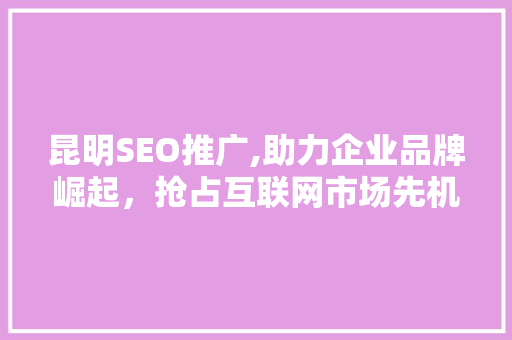 昆明SEO推广,助力企业品牌崛起，抢占互联网市场先机