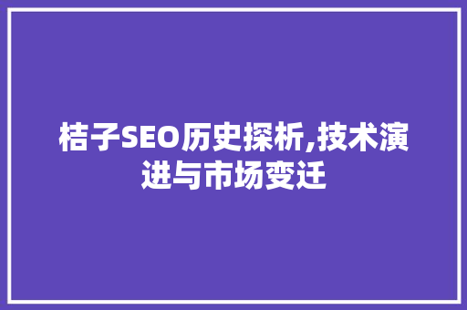 桔子SEO历史探析,技术演进与市场变迁