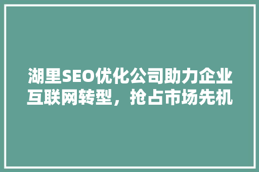 湖里SEO优化公司助力企业互联网转型，抢占市场先机