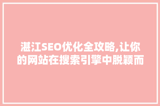 湛江SEO优化全攻略,让你的网站在搜索引擎中脱颖而出  第1张