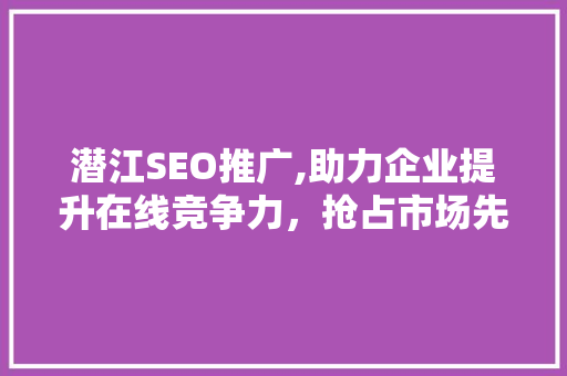 潜江SEO推广,助力企业提升在线竞争力，抢占市场先机
