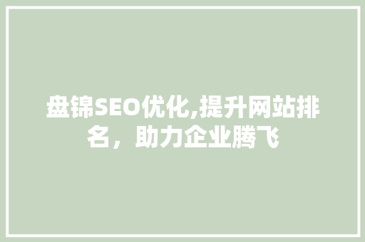 盘锦SEO优化,提升网站排名，助力企业腾飞