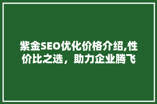 紫金SEO优化价格介绍,性价比之选，助力企业腾飞