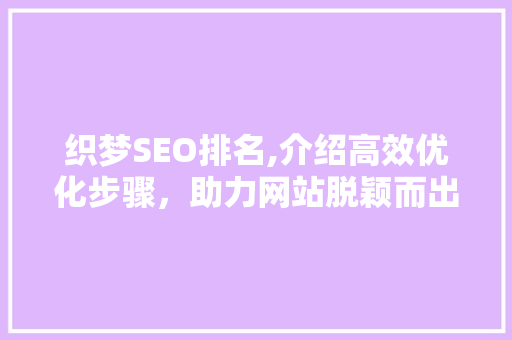 织梦SEO排名,介绍高效优化步骤，助力网站脱颖而出