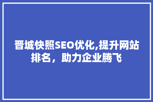 晋城快照SEO优化,提升网站排名，助力企业腾飞