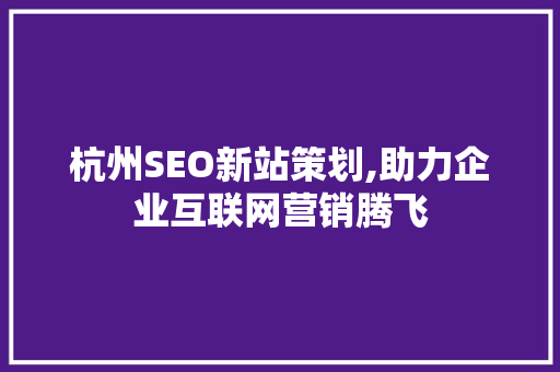 杭州SEO新站策划,助力企业互联网营销腾飞