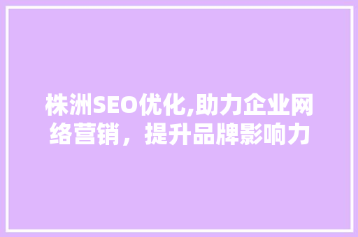 株洲SEO优化,助力企业网络营销，提升品牌影响力