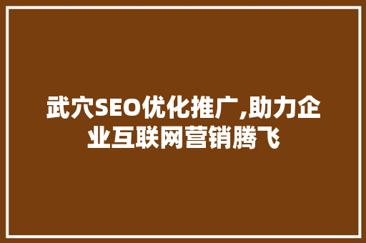 武穴SEO优化推广,助力企业互联网营销腾飞