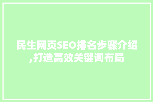 民生网页SEO排名步骤介绍,打造高效关键词布局