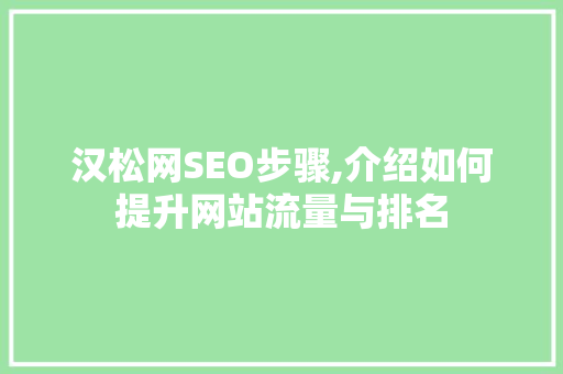 汉松网SEO步骤,介绍如何提升网站流量与排名  第1张