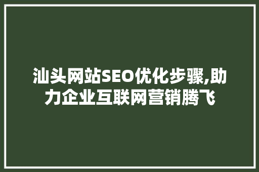 汕头网站SEO优化步骤,助力企业互联网营销腾飞