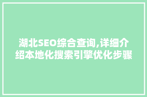 湖北SEO综合查询,详细介绍本地化搜索引擎优化步骤
