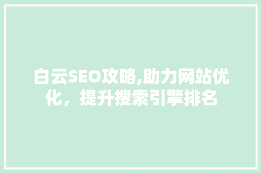 白云SEO攻略,助力网站优化，提升搜索引擎排名