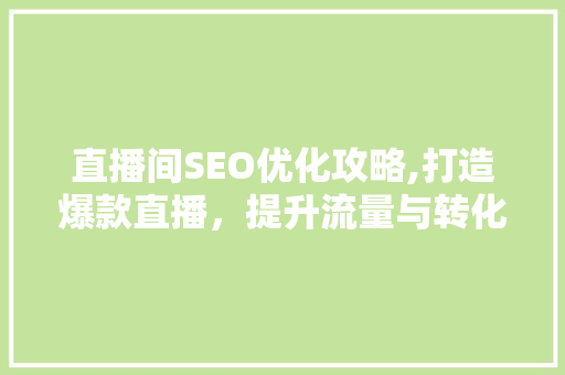直播间SEO优化攻略,打造爆款直播，提升流量与转化率