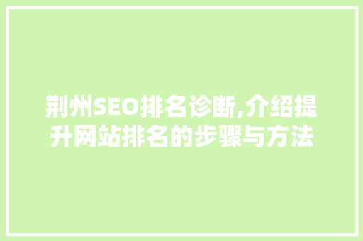 荆州SEO排名诊断,介绍提升网站排名的步骤与方法