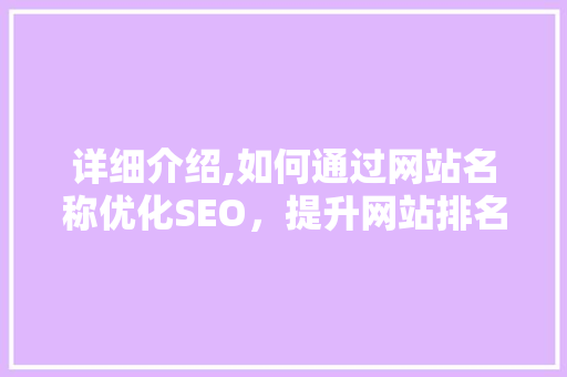 详细介绍,如何通过网站名称优化SEO，提升网站排名
