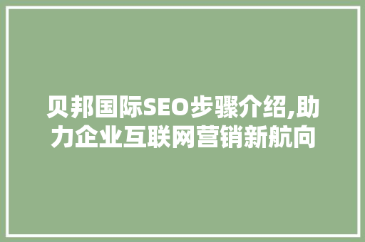贝邦国际SEO步骤介绍,助力企业互联网营销新航向