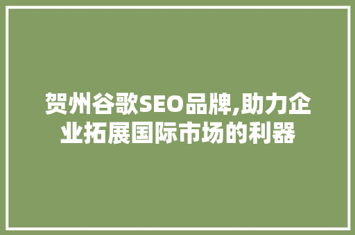 贺州谷歌SEO品牌,助力企业拓展国际市场的利器