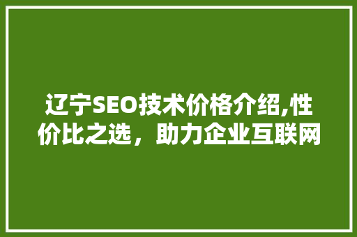 辽宁SEO技术价格介绍,性价比之选，助力企业互联网营销