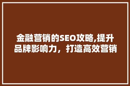 金融营销的SEO攻略,提升品牌影响力，打造高效营销步骤
