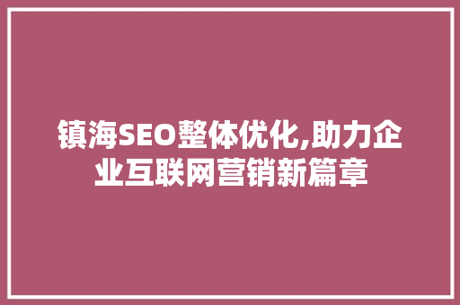 镇海SEO整体优化,助力企业互联网营销新篇章  第1张