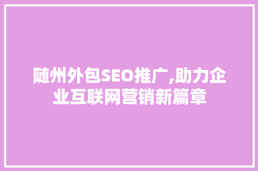 随州外包SEO推广,助力企业互联网营销新篇章