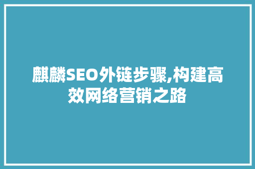 麒麟SEO外链步骤,构建高效网络营销之路