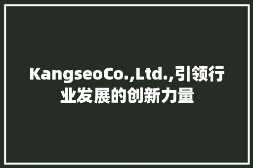 KangseoCo.,Ltd.,引领行业发展的创新力量