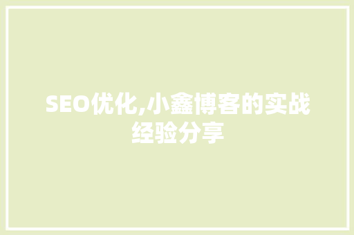 SEO优化,小鑫博客的实战经验分享
