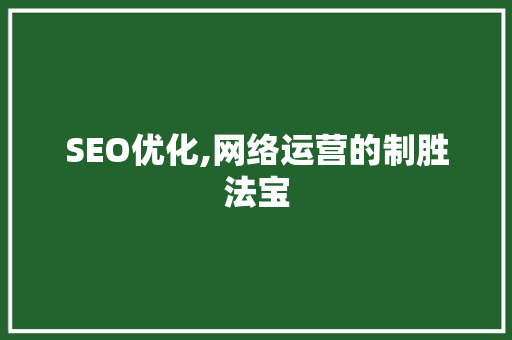 SEO优化,网络运营的制胜法宝